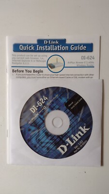 D-Link Dlink DI-624 Wireless Router CDROM Driver Disc Windows 98 ME 2000 XP 2003