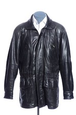 Mens Vintage 90s G-III Global Identity Black Buttery Soft Leather Coat Jacket L