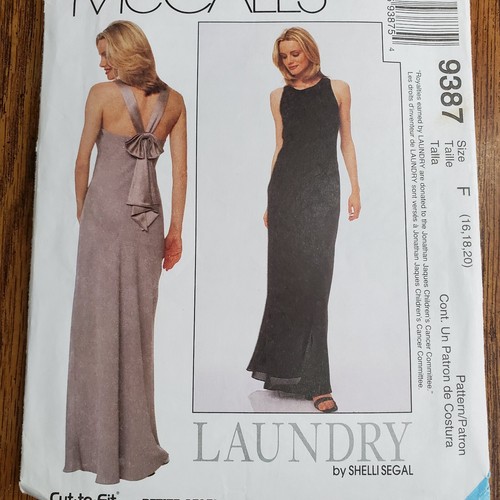 90s McCalls Pattern 9387 Evening Formal Dress Sleeveless Shoulder Straps 16-20
