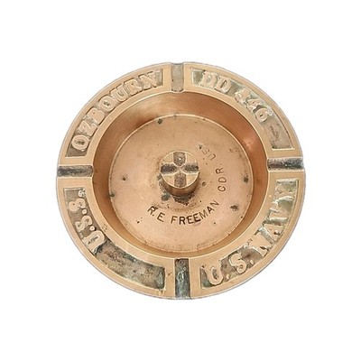 Vtg USS Ozbourn US Navy Cast Metal Ash Tray R.E .Freeman C.D.R DD 846 1/4'' Thick