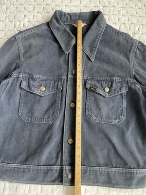 Vintage M L Lee Brushed Moleskin Jacket 70s Blue Grey 42x22