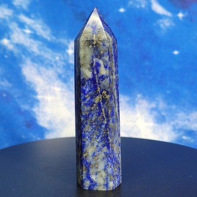 Lapis Lazuli UV Glow Obelisk Tower 3.3'' AA Grade 65 Gram Healing Crystal Afghan