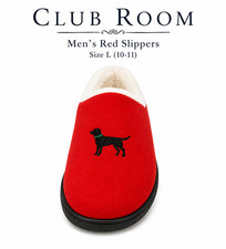 Club Room Mens Red Slippers Size L 10-11 Memory Foam Indoor Outdoor New