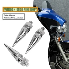 Chrome CNC Spike Windshield Bolt Screws For Harley Street Glide FLHX FLHTC FLHT