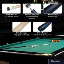 Pool Cues 58 Inch Canadian Maple Billiard Sticks 2 Pack Leather
