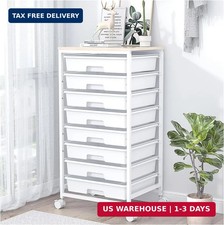 Rolling Storage Cart with Drawers,Utility Cart With 8 Drawers and Wood