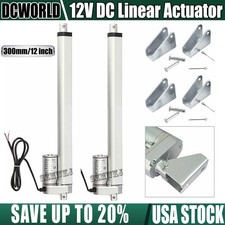 2PCS 1500N 330lbs Lift 12V 12" Linear Actuators 5.7mm/s +Brackets Electric Motor