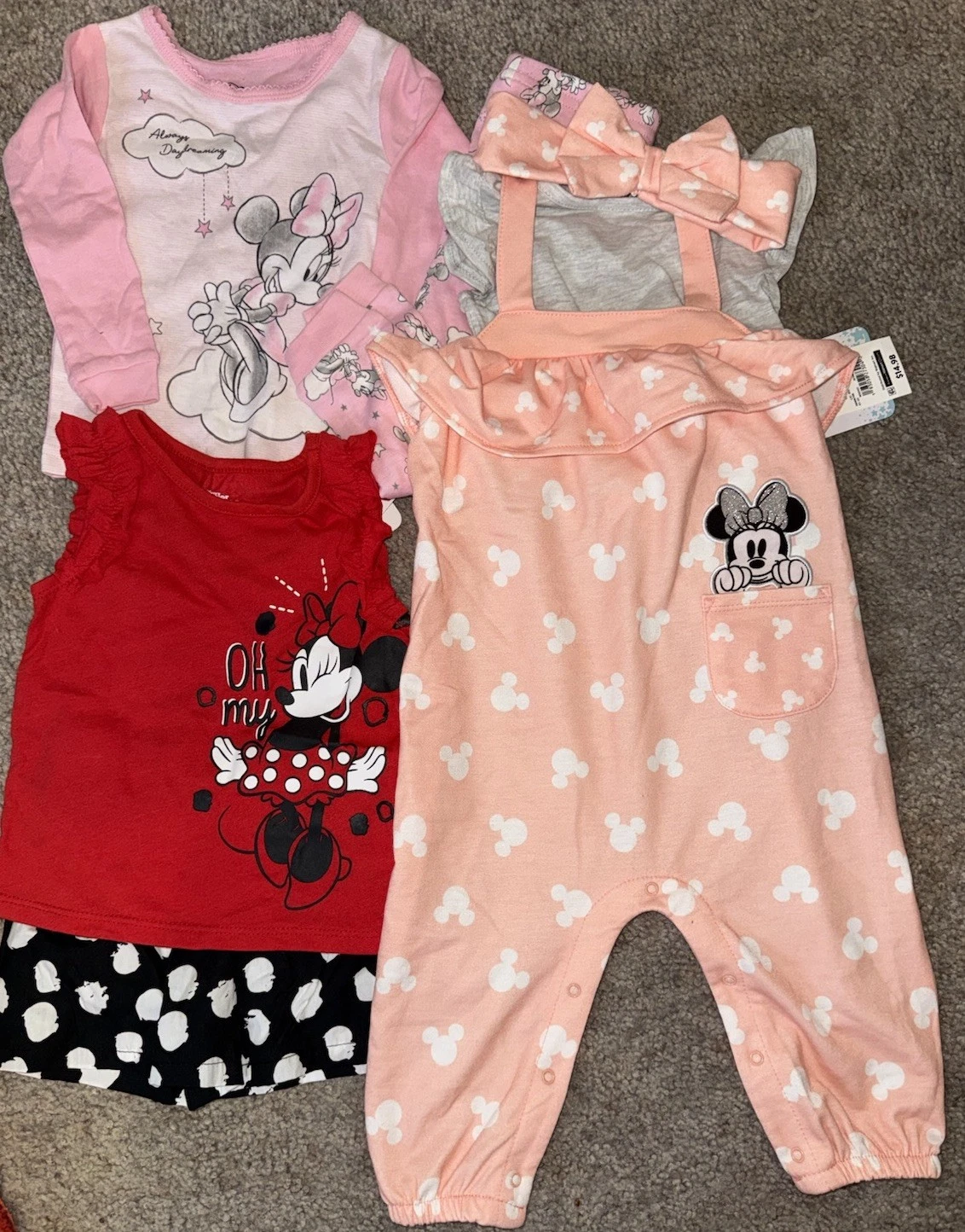 NWT~Minnie Mouse Clothing Lot, Includes Short Sets & PJ’s, Size 18M, 7pc.