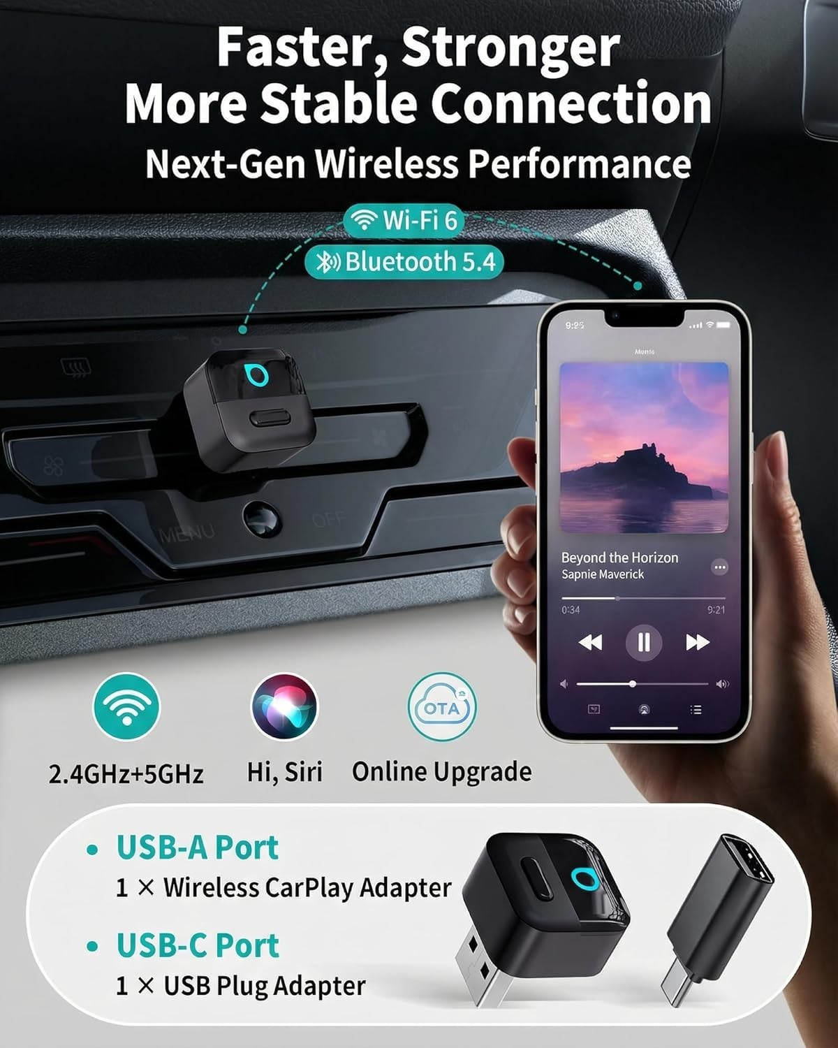 Ottocast Mini Pico 2 in 1 Wiessless Adapter per Apple CarPlay Android Auto - Miniatura 2