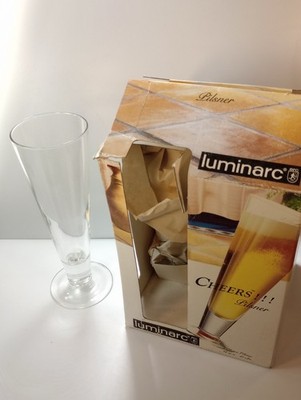 Set of 4 Luminarc Beer Classic Pilsner Bar Glasses New Old Stock in the Box USA