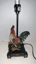 Vintage Ceramic Rooster Colorful French Country Lamp 14”H X 5”W