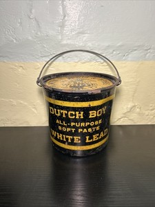 1930s 25 lb. Dutch Boy White Lead Paint Bucket Pail Can WITH LID!! Philadelphia
