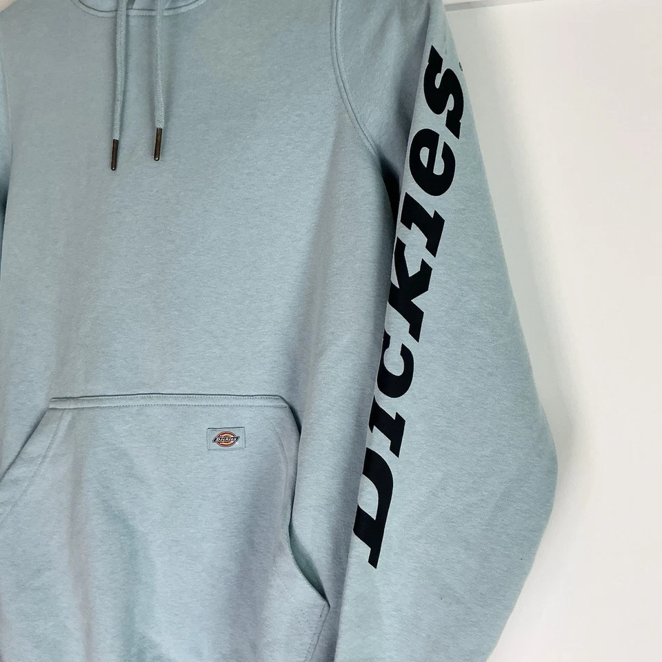 Pullover polar Dickies para mujer talla XS de peso pesado marca de palabras azul claro ropa de trabajo Foto 2 de 4