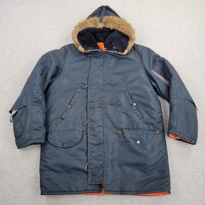 Antler Parka Flight Jacket Mens Medium Blue Full Zip Pockets