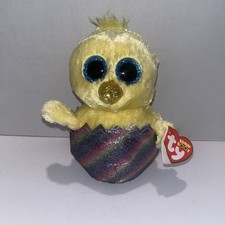 NWT Ty Beanie Boo Megg Yellow Chick Glitter Rainbow Egg Easter Plush 2018