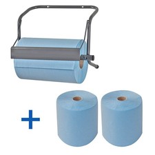 Putztuchrollen-Wandhalter Halterung 40 cm + 2 x Putztuchrolle Putztücher 3-lagig