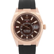 PAPERS Rolex Sky-Dweller 336235 Chocolate Oysterflex 18K Rose Gold Watch BOX