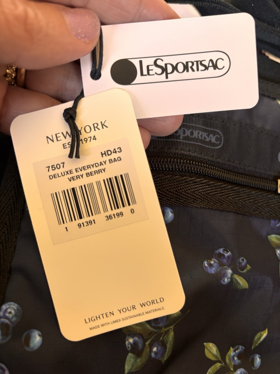 LeSportSac Deluxe Everyday Bag Very Berry Blue Floral Pouch Women