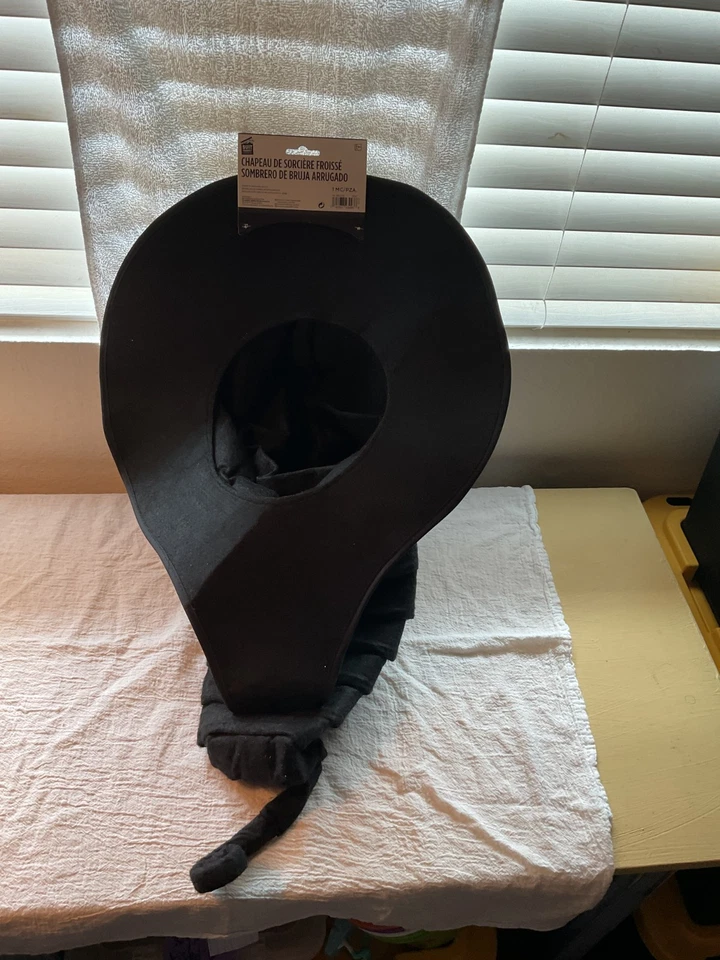 Sombrero de Bruja - Mujer Halloween - Arrugado Alto Curvado Torcido - Nuevo con Etiquetas Foto 3 de 4