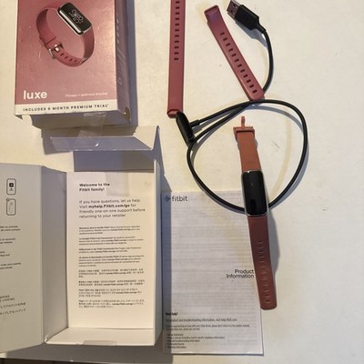 Fitbit Luxe Activity Fitness Wellness Heart Rate Monitor Smartwatch Orchid/Platm