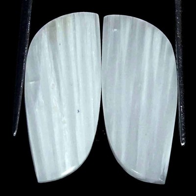13.60Cts Natürliche Scolecite Fancy Paar Cabochon Lose Edelsteine 11x23x3mm