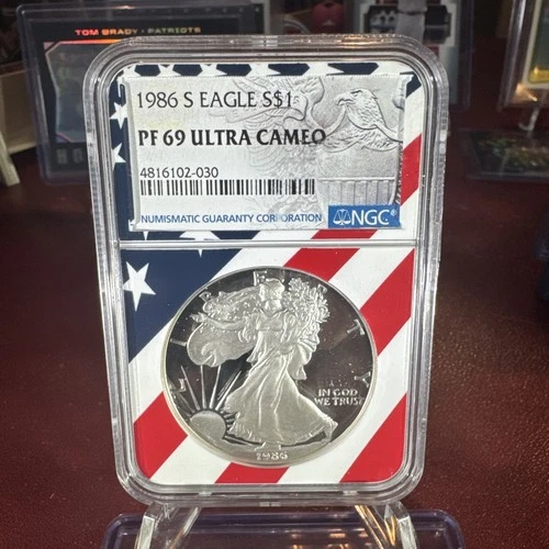 1986 -S Proof American Silver Eagle Ultra Cameo PF-69 NGC Flag Core