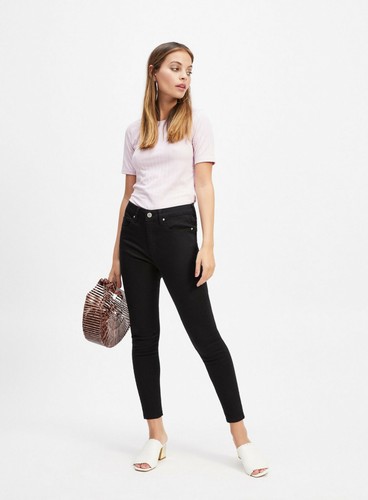 Ex Miss Selfridge Mid Rise Skinny Black Jeans SHORT REG LONG Size 4-16 RRP £28 - Picture 3 of 5