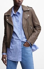 Mango Women's Leather Biker Moto Jacket Medium