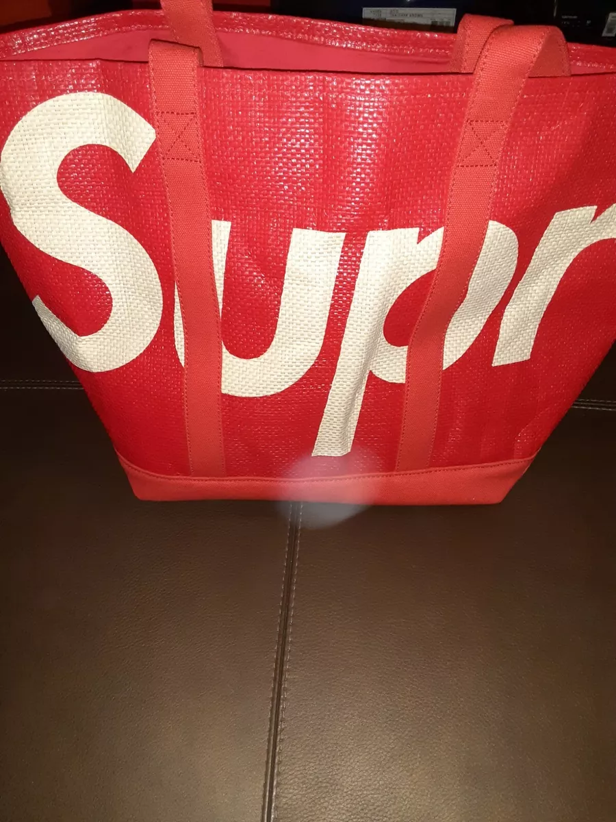 Supreme raffia tote red sale