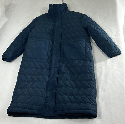 Urban Code Quilt Plus Longline Puffer Coat Womens Navy Zigzag Size 14