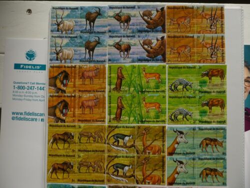 1975 Burundi Sc #479-484 Wild Animals 12 Blocks of 48 stamps Black Font  - Picture 1 of 4