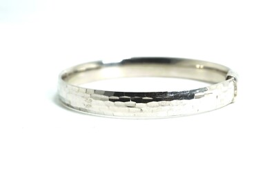 AK Turkey Sterling Silver Textured Hinged Bangle Bracelet, Atasay Kuyumculuk