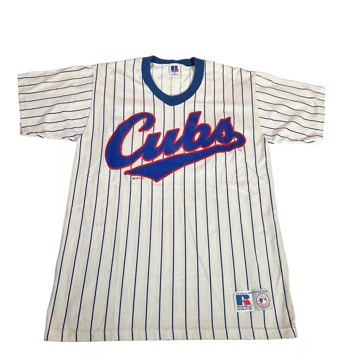 Vintage 1996 Chicago Cubs Russell Athletic Striped T-Shirt Jersey