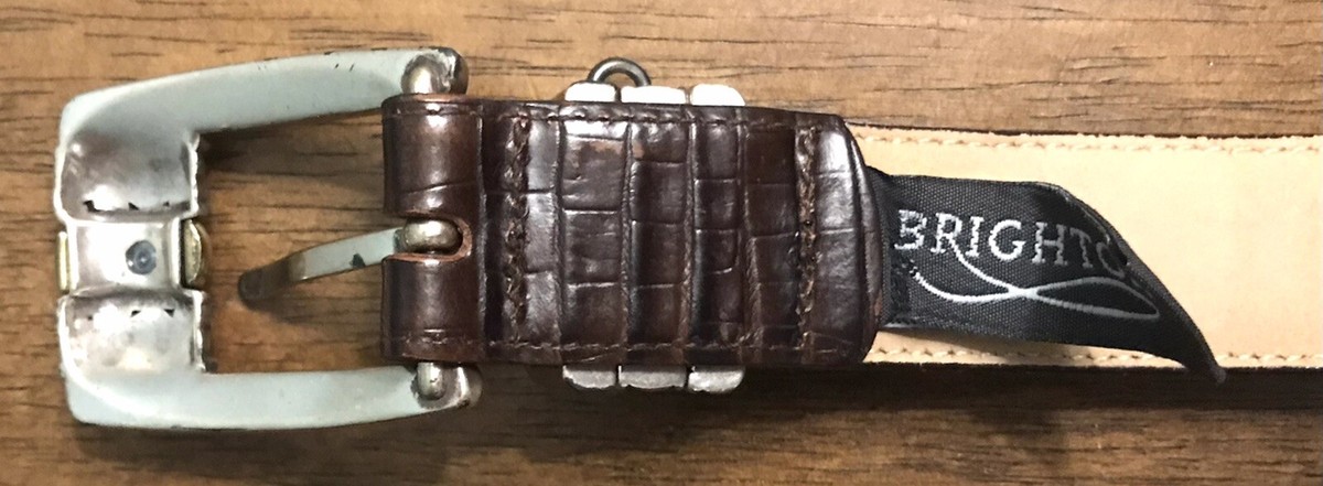 Brighton Belt Womens Brown Croc Embossed Leather Sz M/30 1-1  display picture 3