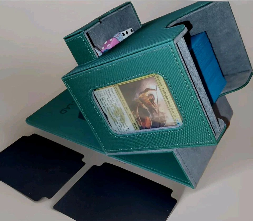 MTG Commander Deck Card Box Display Window Dice Drawer 100+ Double Sleeved Green - Image 4 of 4