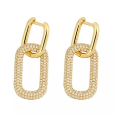 ZARD CZ Pavé Double Convertible Link Chain Drop Earrings