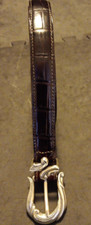 Women's Lg Brighton Brown Croco Leather Belt W/ Silver Deco Buckle