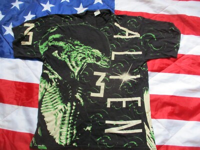 RARE Vintage original 1992 Alien all over print movie tee t shirt