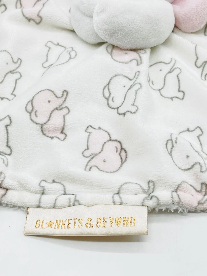 Blankets and Beyond Elephant Pink  Gray White Security Lovey Elephant Print - Image 3 of 4
