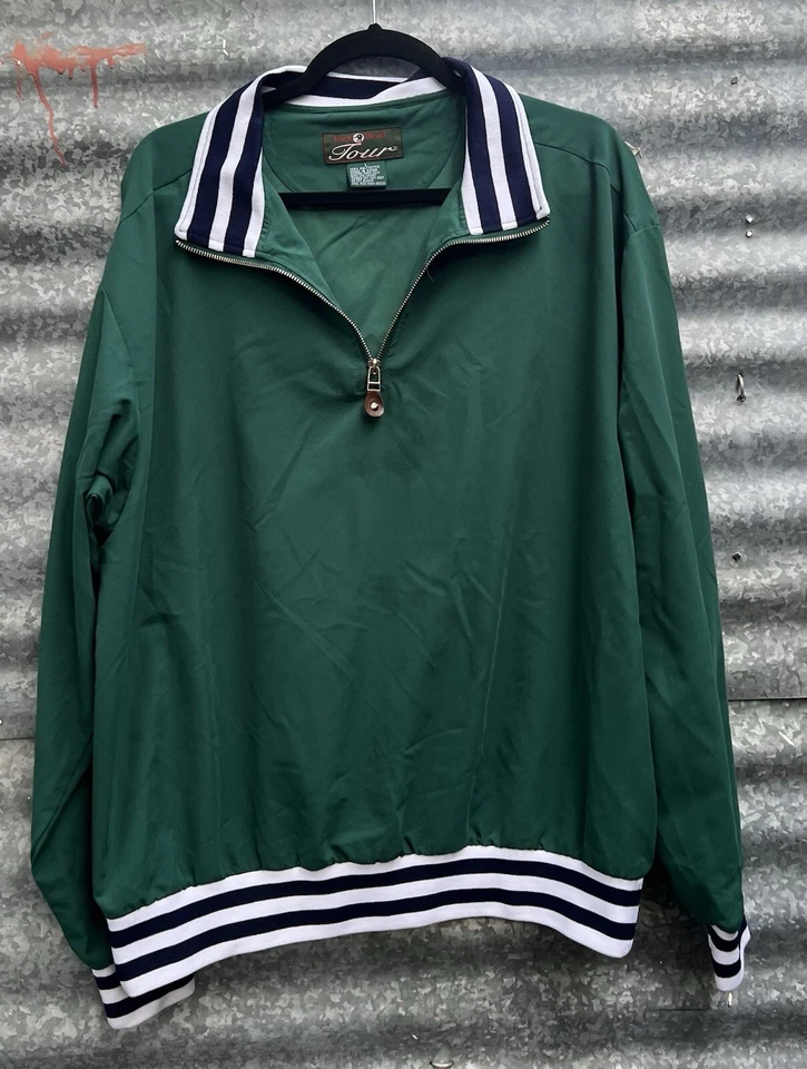 De Colección Duck Head Tour Cuarto Cremallera Cortavientos Golf Dinero Antiguo Tenis Country Club LG Foto 2 de 4