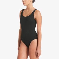 Nike Women's 242616 Solid U-Back One-Piece Swimsuit Black Size L