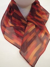 Vtg Scarf Italian Made Orange Brown 20" Square Polyester Retro Accessory Mod