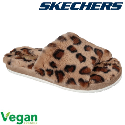 Faux Fur Skechers Bobs Leopard Skechers Womens Slippers Sliders - Main Image
