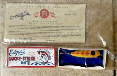 VINTAGE EDGARS LUCKY STRIKE BAITS ''LITTLE SCAMP  MINNOW'' #123/1000  NOS
