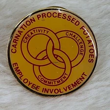 Vtg Carnation Processed Potatoes Employee Involvement Advertising Lapel Pin