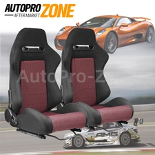 1 Pair of Universal Racing Seats PVC Suede and Leather Racing Bucket Seats