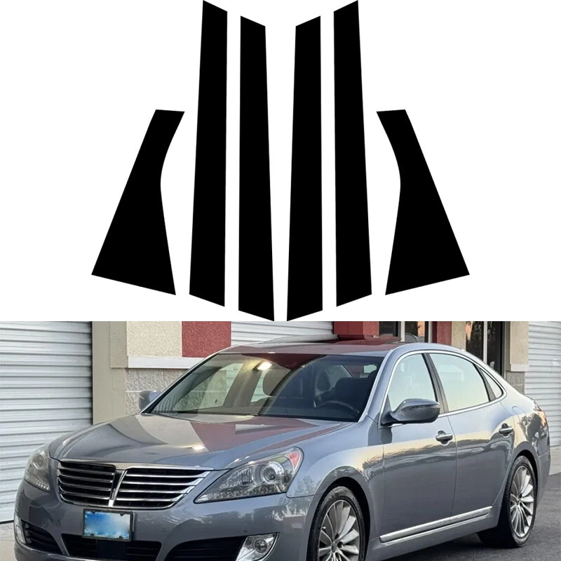 Cubierta de ventana de puerta postes de pilar negro brillante apto para Hyundai Equus 2011-2016 Foto 4 de 4