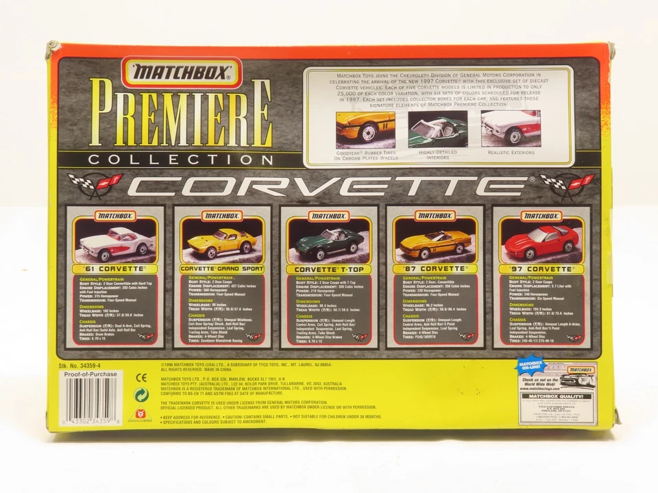 Matchbox 34359-4 97 Corvette Premiere Collection LN - Image 2 of 3