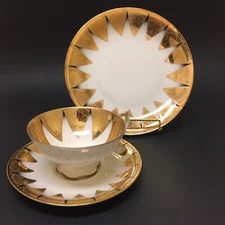 Bavaria Elfenbein Porzellan 3 Piece Dessert Set~Cup Saucer Plate