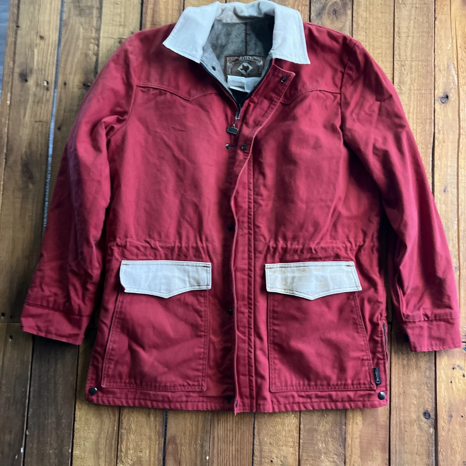 WALLS WESTERN WEAR Men's Red Blanket Lined Barn Jacket Coat Med Reg. 38-40 Chest